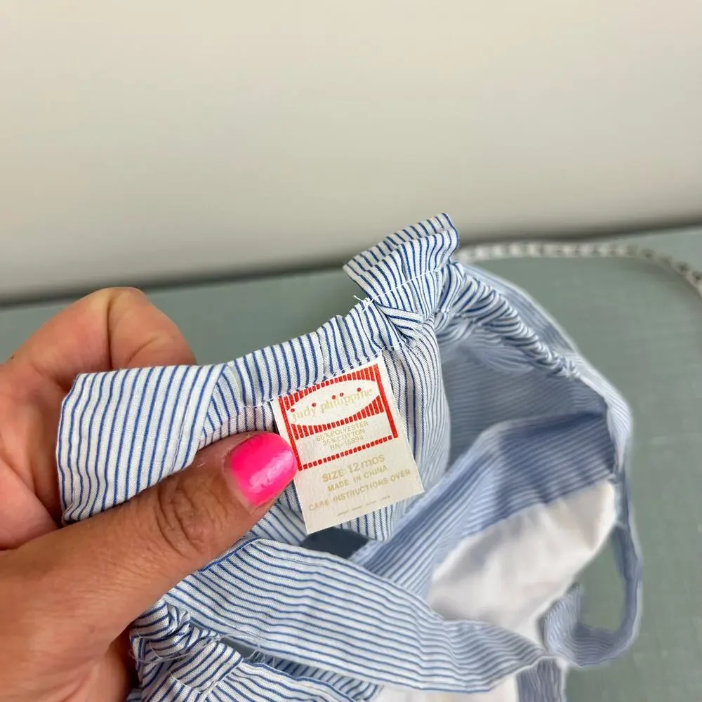 Vintage Judy Philippine Blue Baseball Sunsuit Romper 12 Months